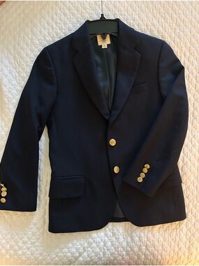 Lands' End Navy Blazer with Gold Buttons Boys Size 8
